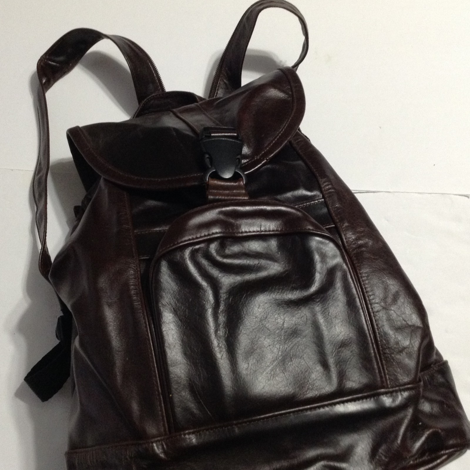 Leather Backpack 13 inch Rucksack Dark Brown Urban Drawstring Travel Bag