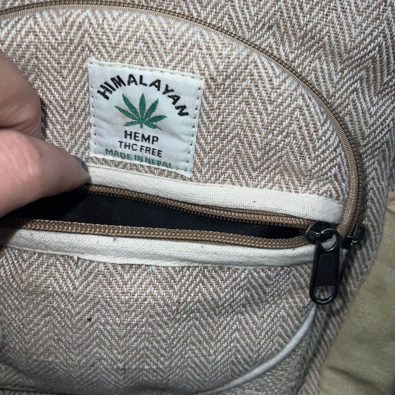 Himalayan Hemp THC Free Plain & Simple Beige Mini Handmade Backpack