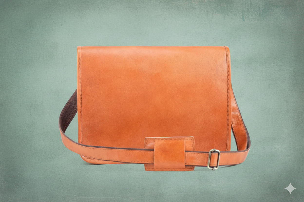 Leather Messenger Tablet Tan-Brown – 15 In Handmade World