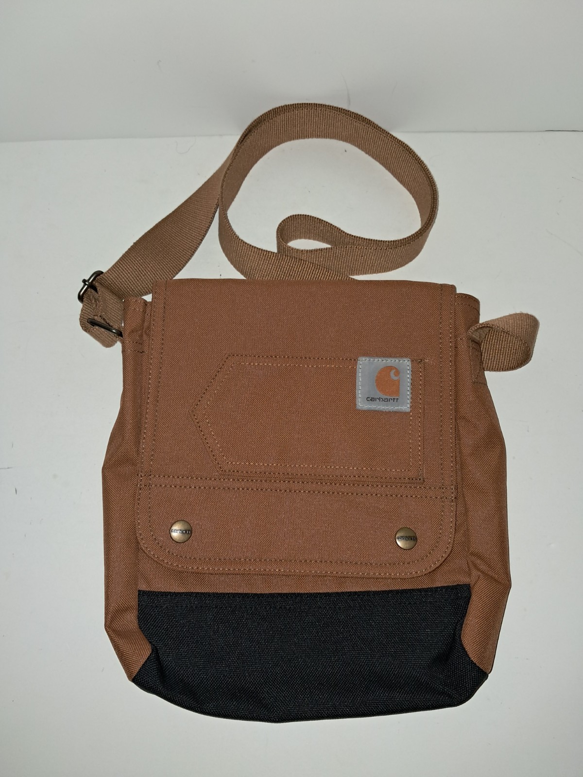 New! Carhartt Brown Crossbody Snap Bag – Durable Adjustable Strap Unisex