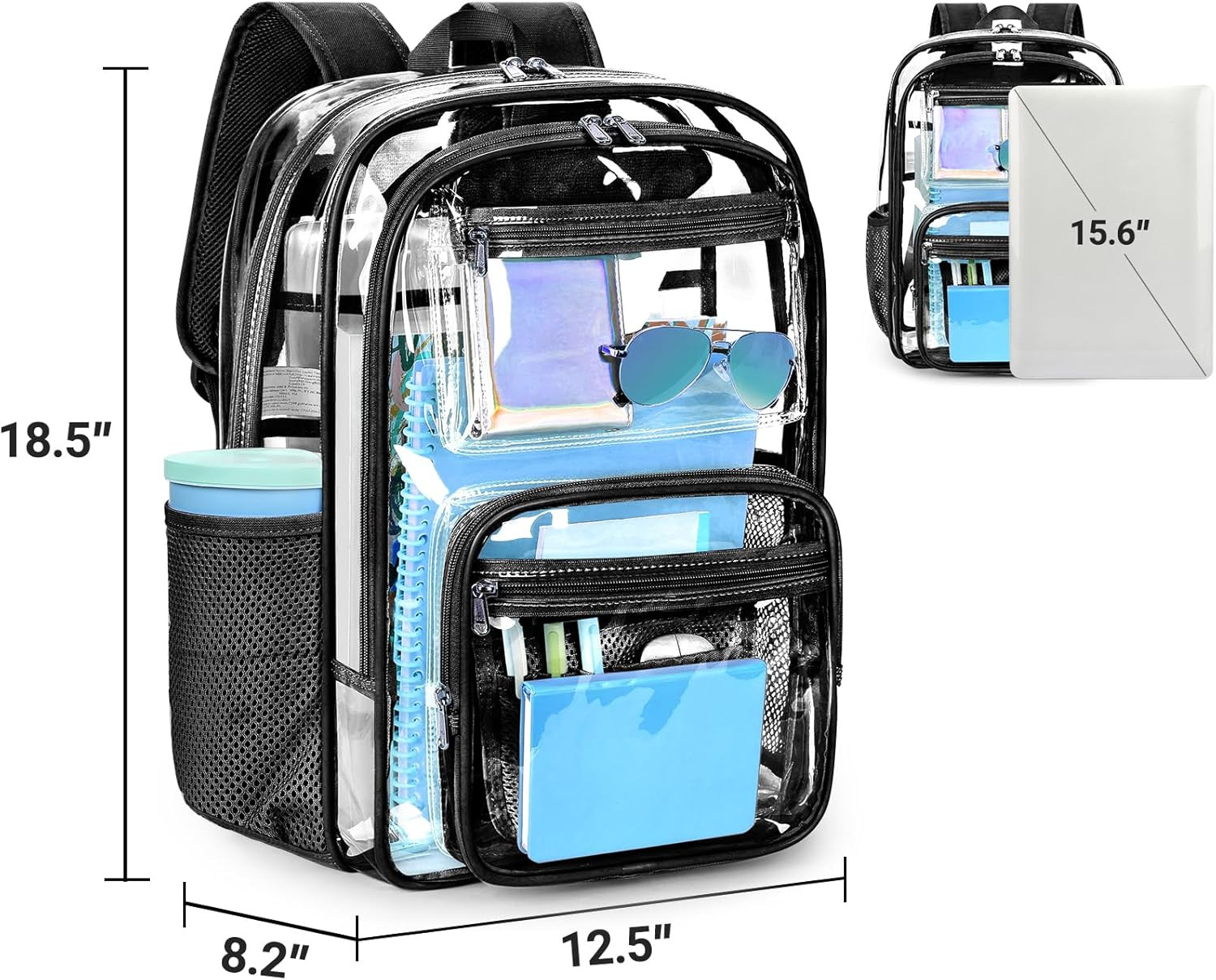 Large 31L Clear Backpack – Heavy-Duty Transparent Bag with Reinforced Straps for