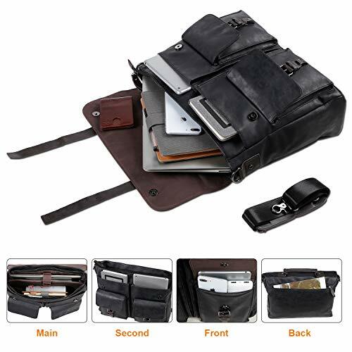 Leather Messenger Bag For Men 15.6 Inch Vintage Laptop Bag Briefcase Satchel