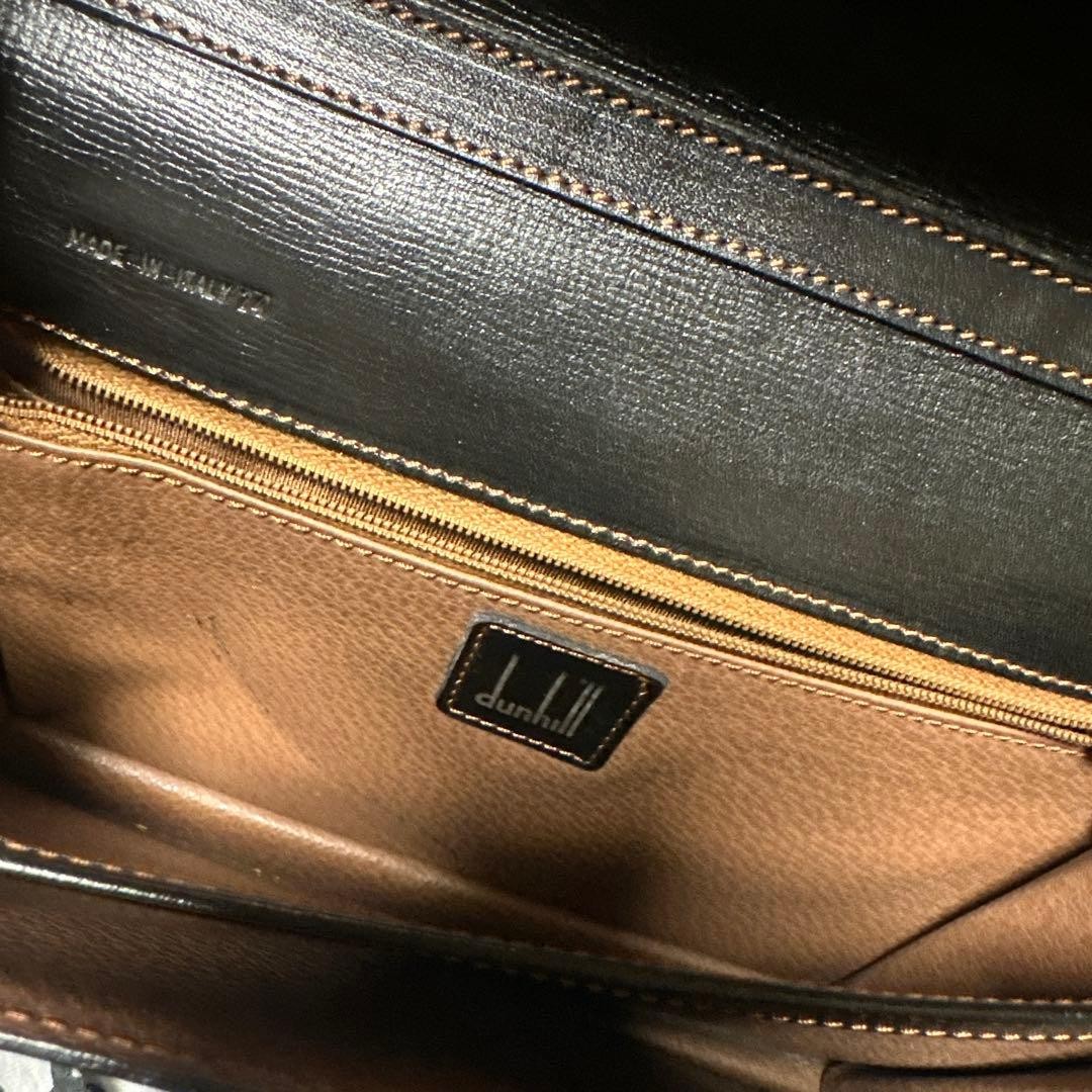Dunhill Flap Clutch Bag Second Bag Black Leather Dial Lock Wrist Strap Men’s