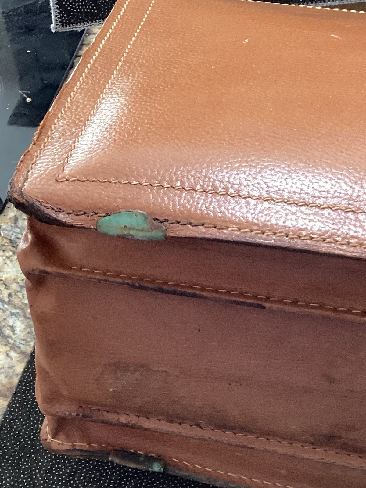 VTG Genuine Leather Split Cowhide Briefcase Wearbest Men’s Brown Expandable