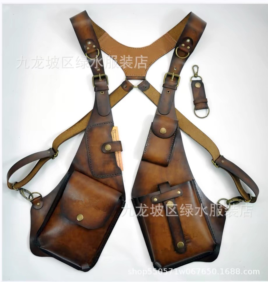 Mens Retro PU Leather Underarm Shoulder Outdoor Phone Wallet Pocket Holster Bag