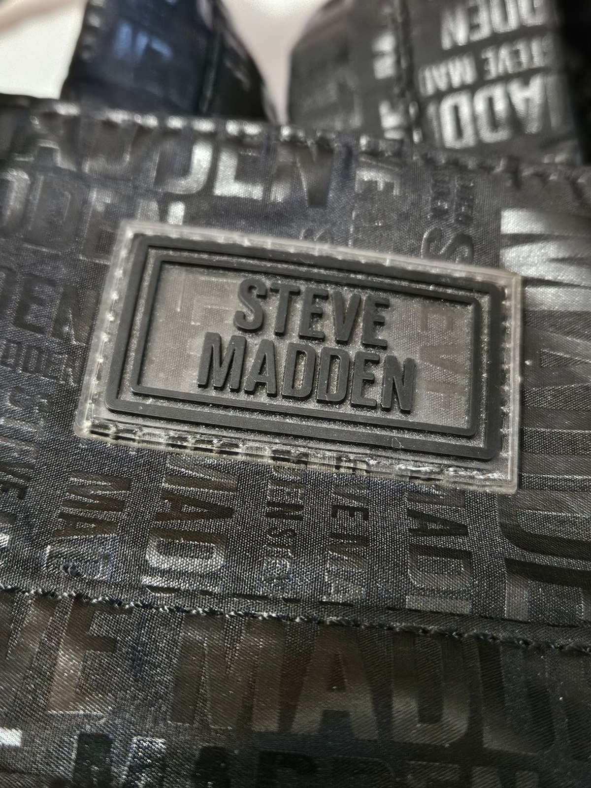 Steve Madden Black Logo-Print Backpack Padded Straps