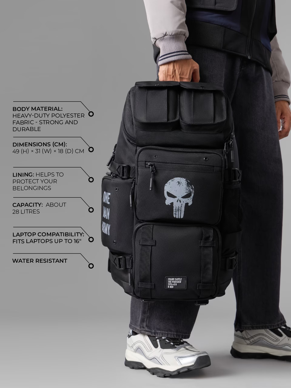#1 Marvel Punisher Tactical Armour Gear Premium Utility Plus Backpack Travel Bag