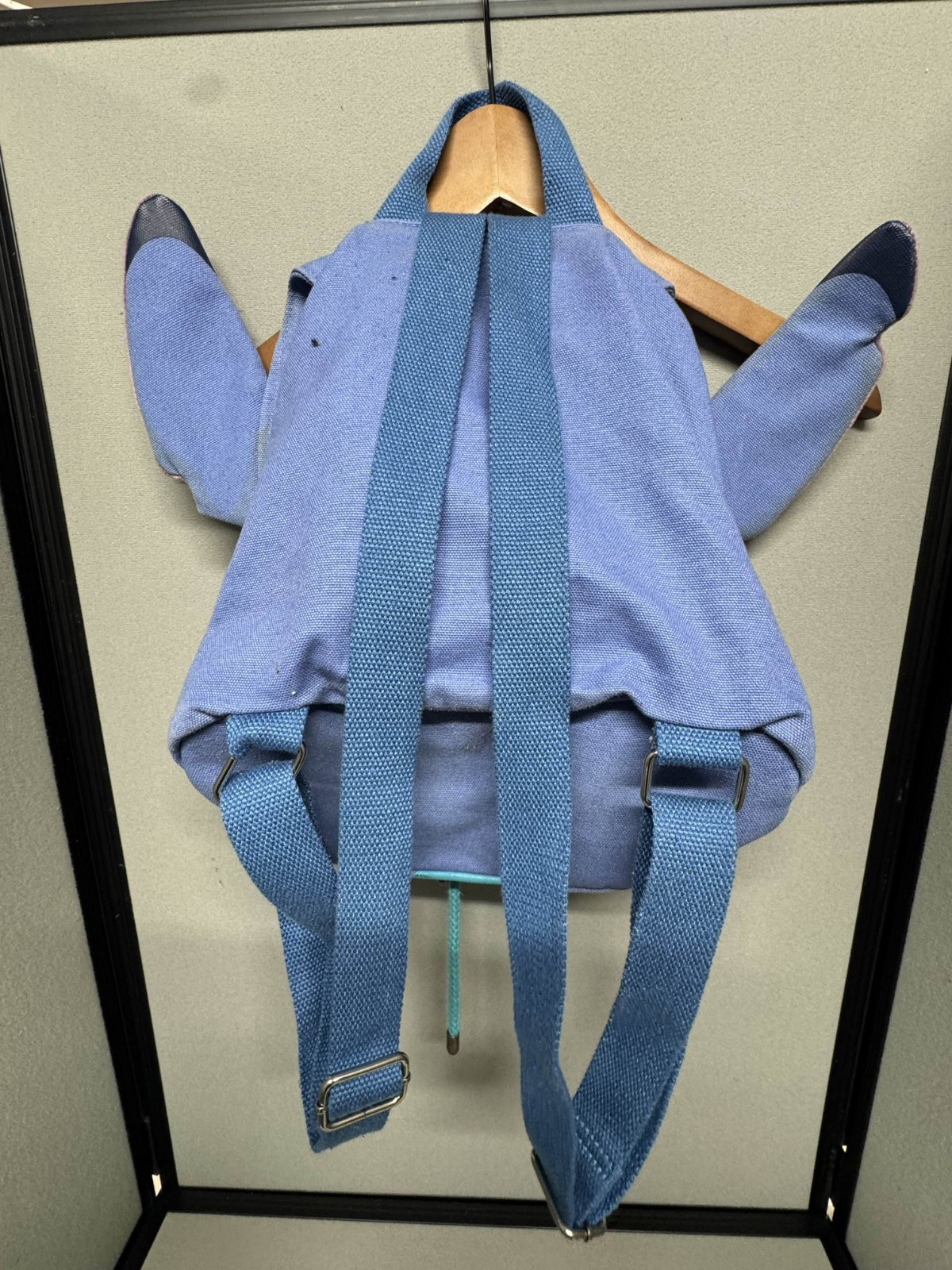 Disney Parks Stitch Plush Face Mini Backpack Drawstring Blue Bag Authentic used