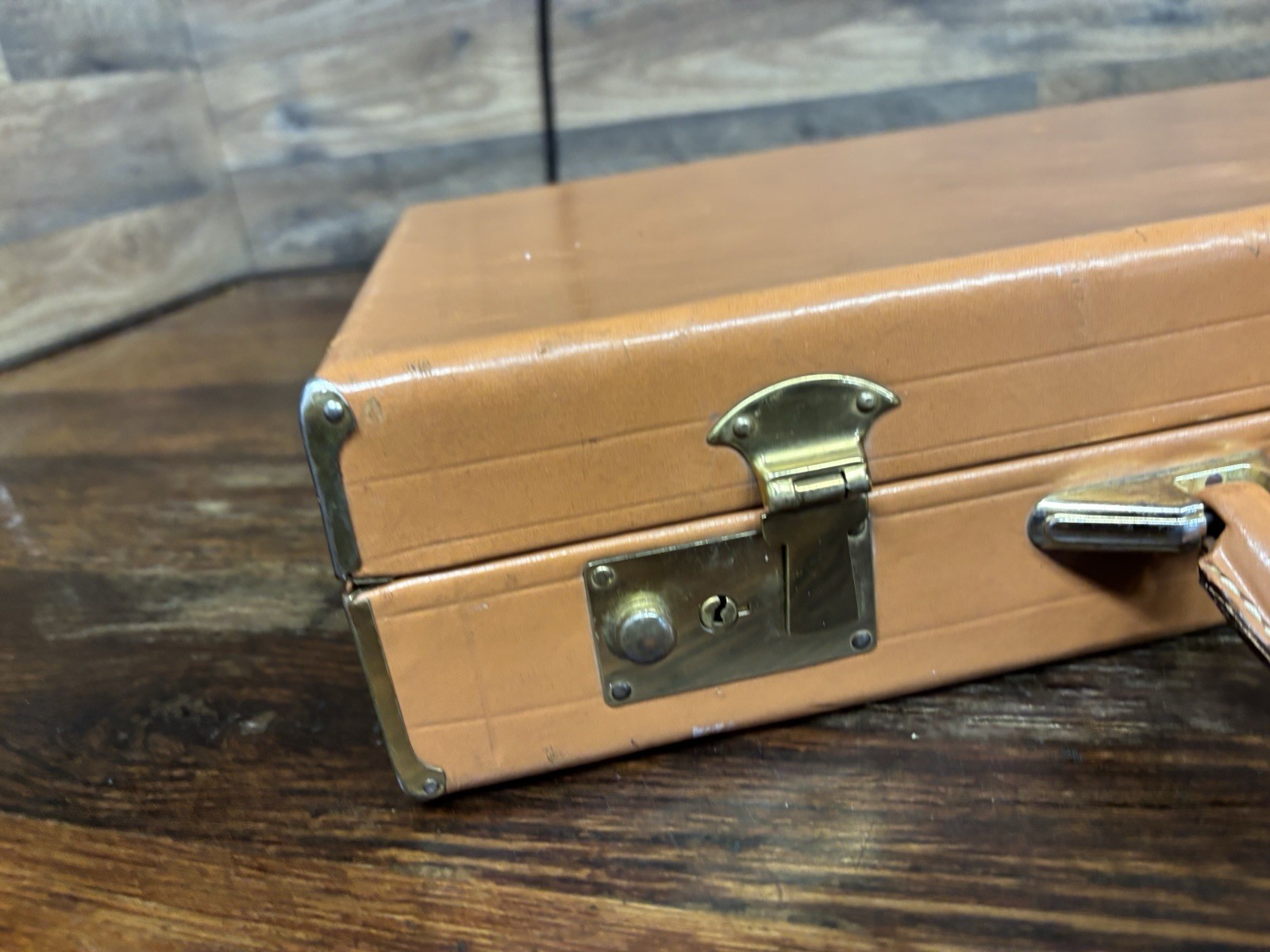 VTG Rexbilt Briefcase Suitcase Brown Leather Prop 18″x 12.5″ x 3.5