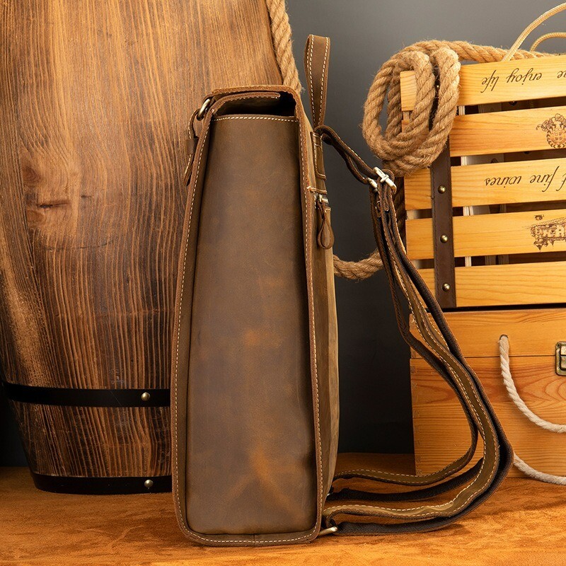 Men’s Leather Backpack Retro Large Capacity Computer Travel Business Backpack