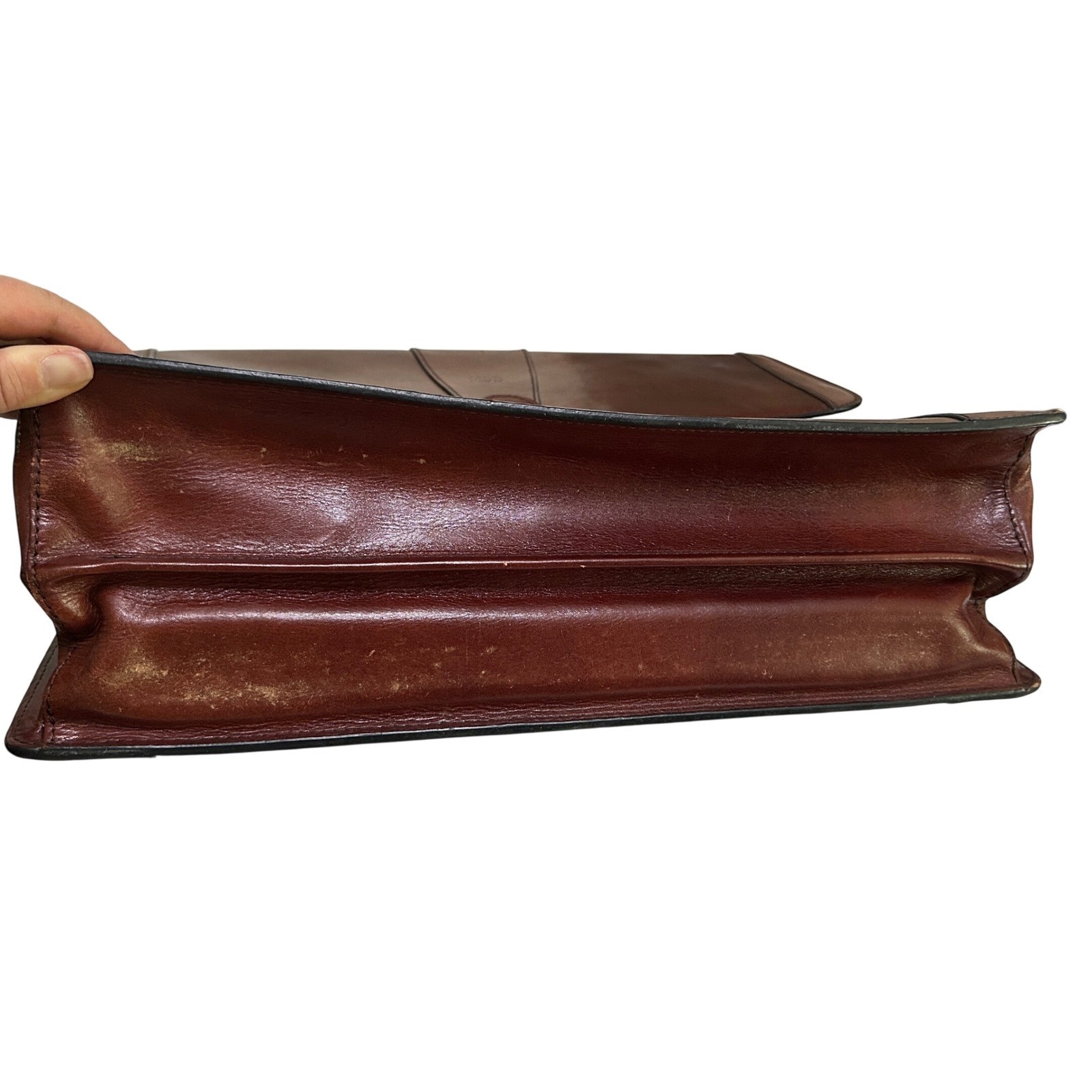 Bosca Old Leather Flap Over Briefcase Attache Doctors Lawyer Messenger Bag W/Key