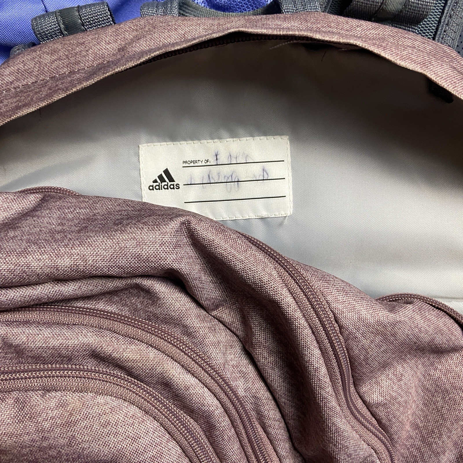 Adidas Prime Backpack Red Purple Gold Writing Zip Pockets Laptop Sleeves