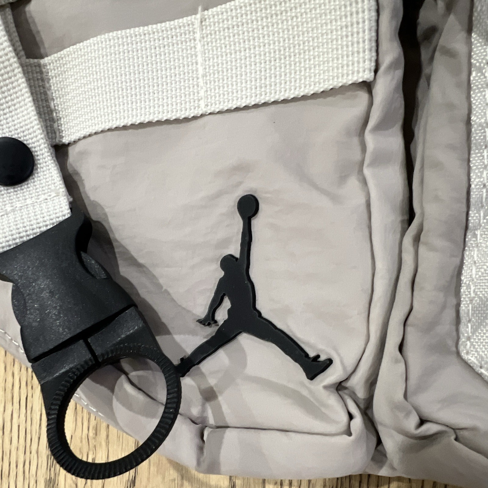 Jordan Jumpman Gray Beige Crossbody Bag Zip Pockets Adjustable Strap Key Chain