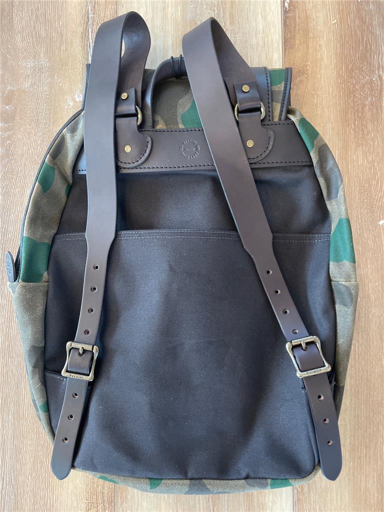 New Filson Large Rugged Twill Rucksack Backpack Waxed Cotton Shrub Camo Canvas
