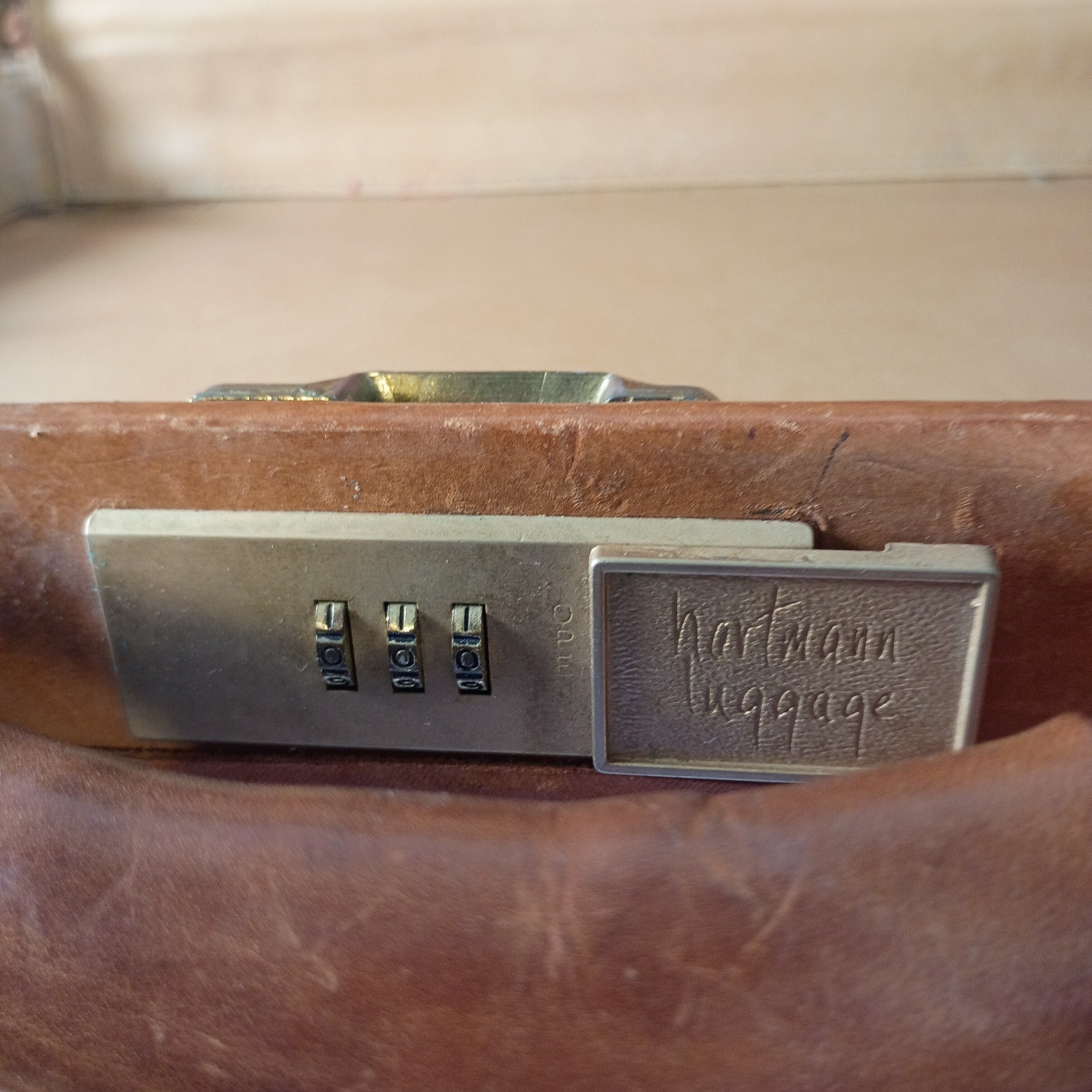 Vintage Hartmann Light Brown/Tan Leather Belted Briefcase Hard Executive