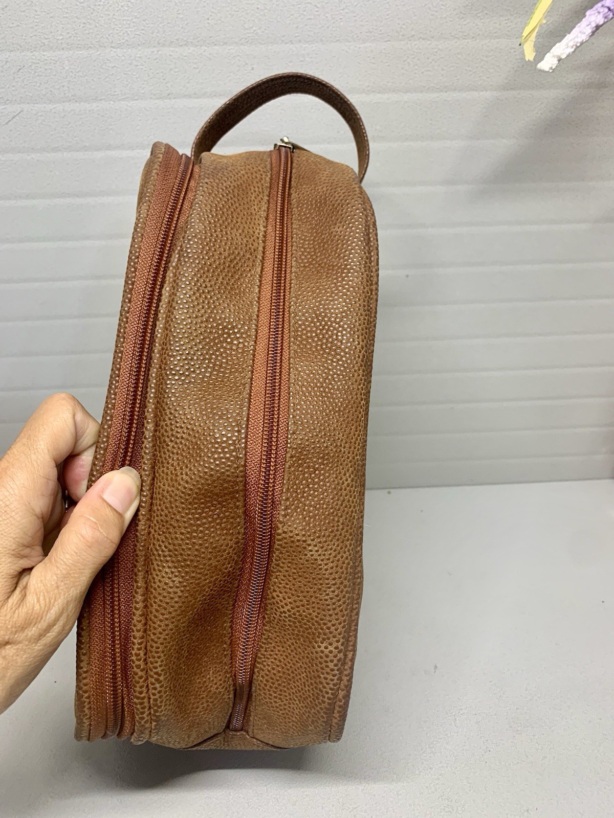 Vintage Lagerfeld Dopp Toiletry Bag Brown Leather ~See Photos/Read Description