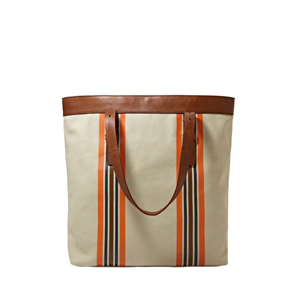 Fossil Estate CB Utility Shoulder Bag Canvas w Genuine Leather Trim Tote