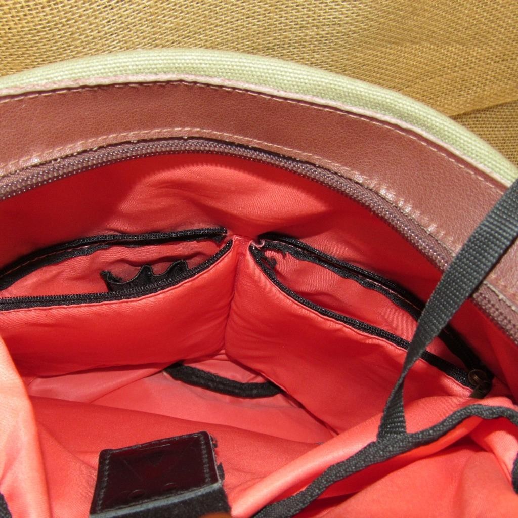 ANVANDA Green / Brown Men’s Backpack Zip Buckle Adjustable Strap Inner Pockets