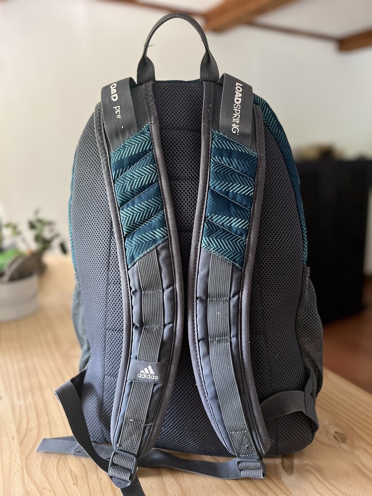 Adidas Geometric Large Blue, Green & Gray Backpack ( See Pics For Details )