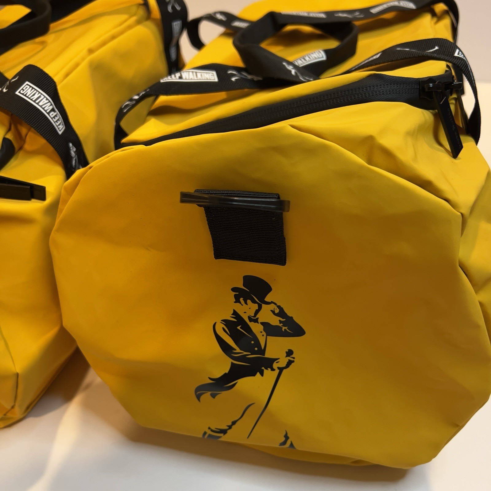 New Johnny Walker Keep Walking Duffle Bag Weekender Gym Bag Yellow & Black