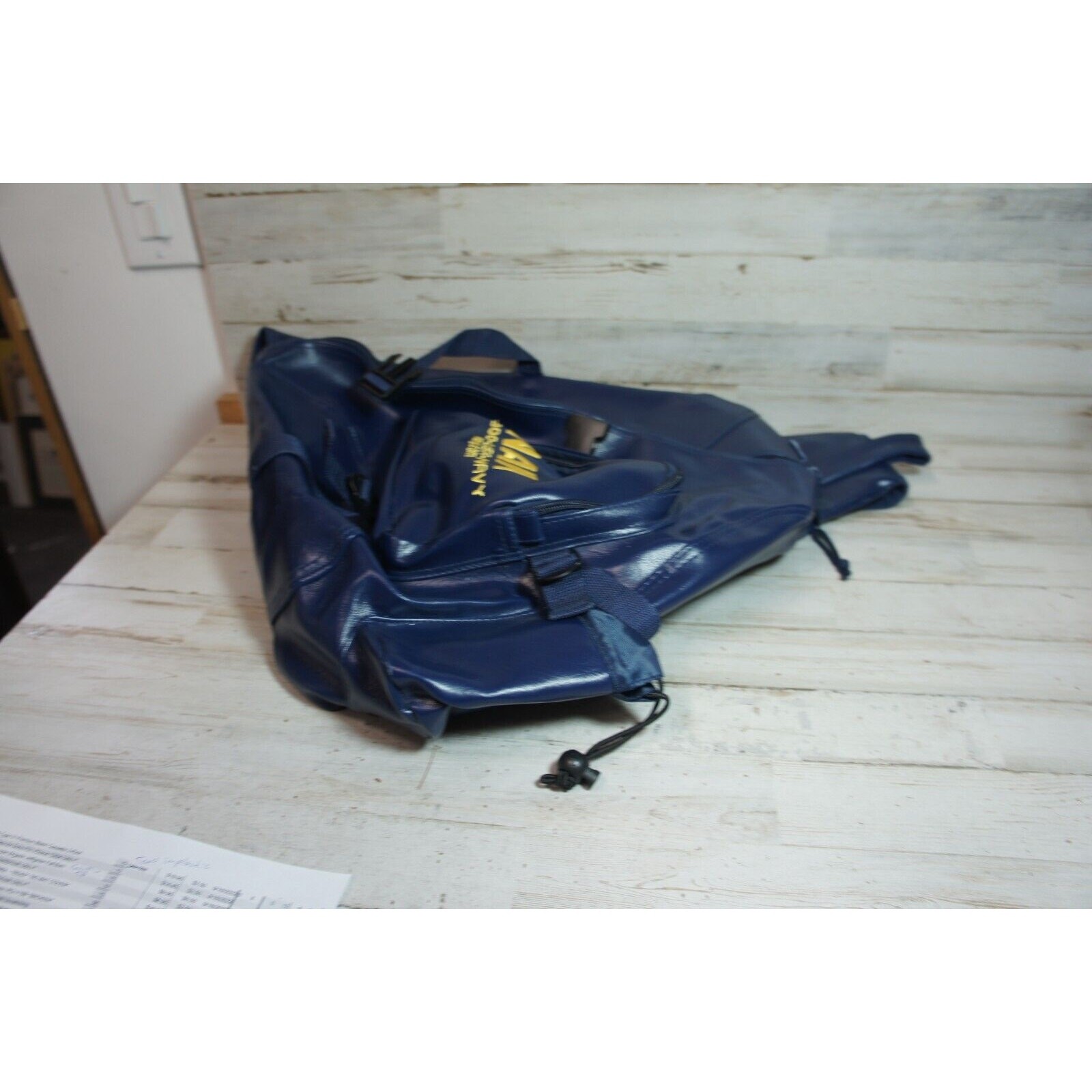 US Navy Single-Strap Sling Backpack – Blue – Faux Leather – Embroidered Text