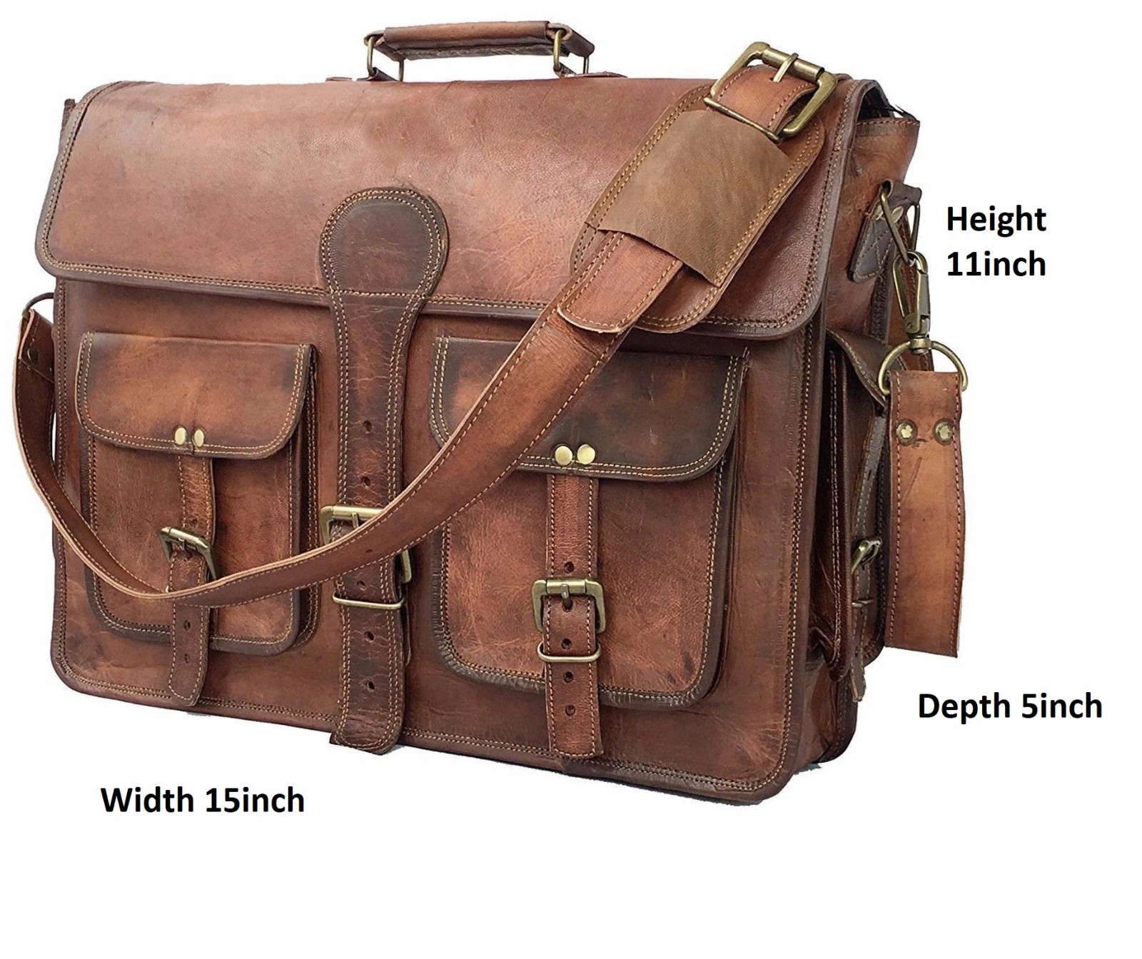 Men’s New Genuine Vintage Leather Messenger Laptop Briefcase Satchel Brown Bag