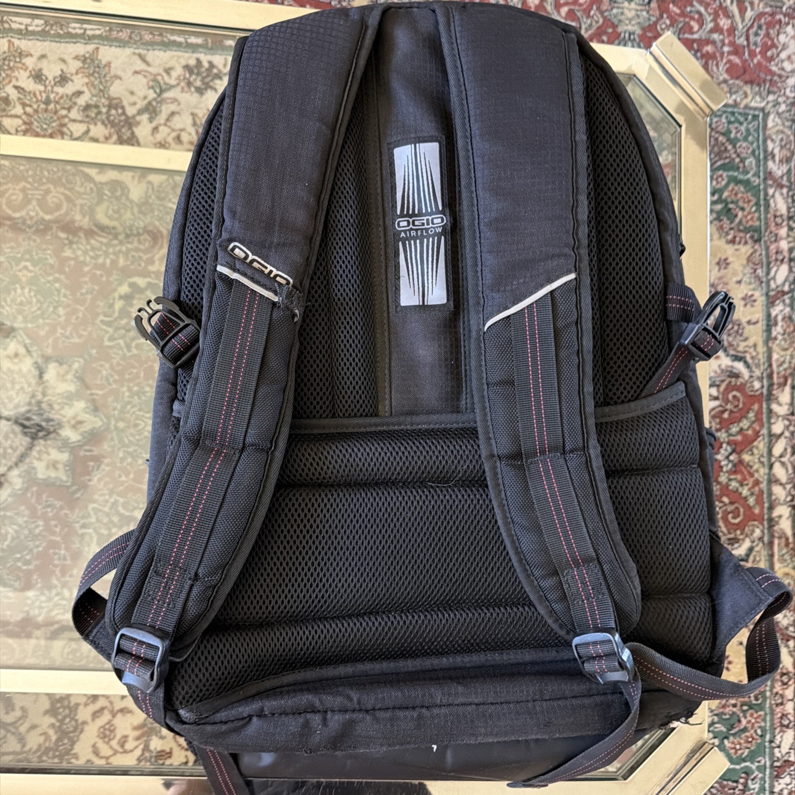 OGIO AIRFLOW Black w/Red Stitching Tech Vault Armored Pocket Backpack