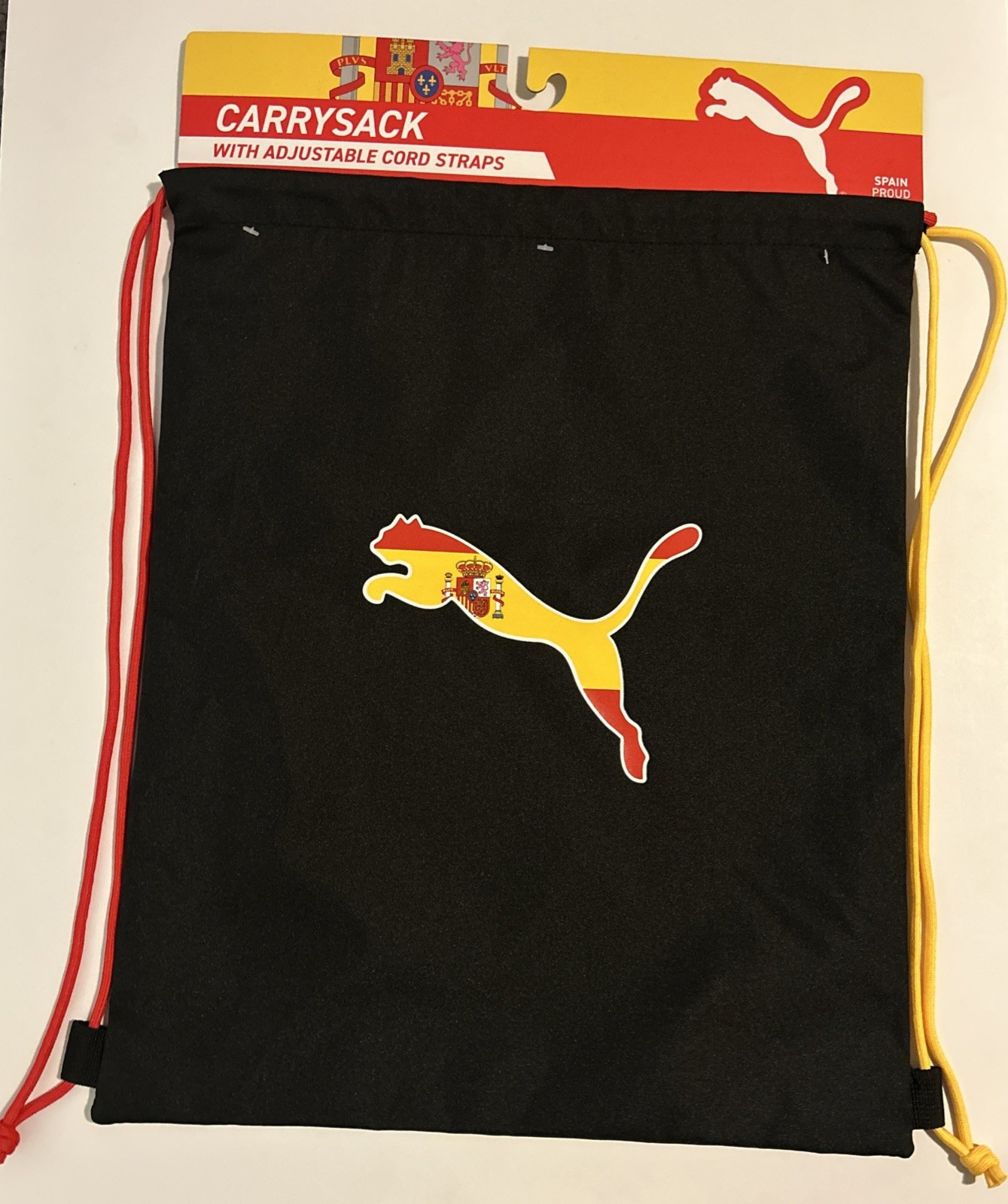Puma Spain Carry Sack Bag with Adjustable Cord Straps Black