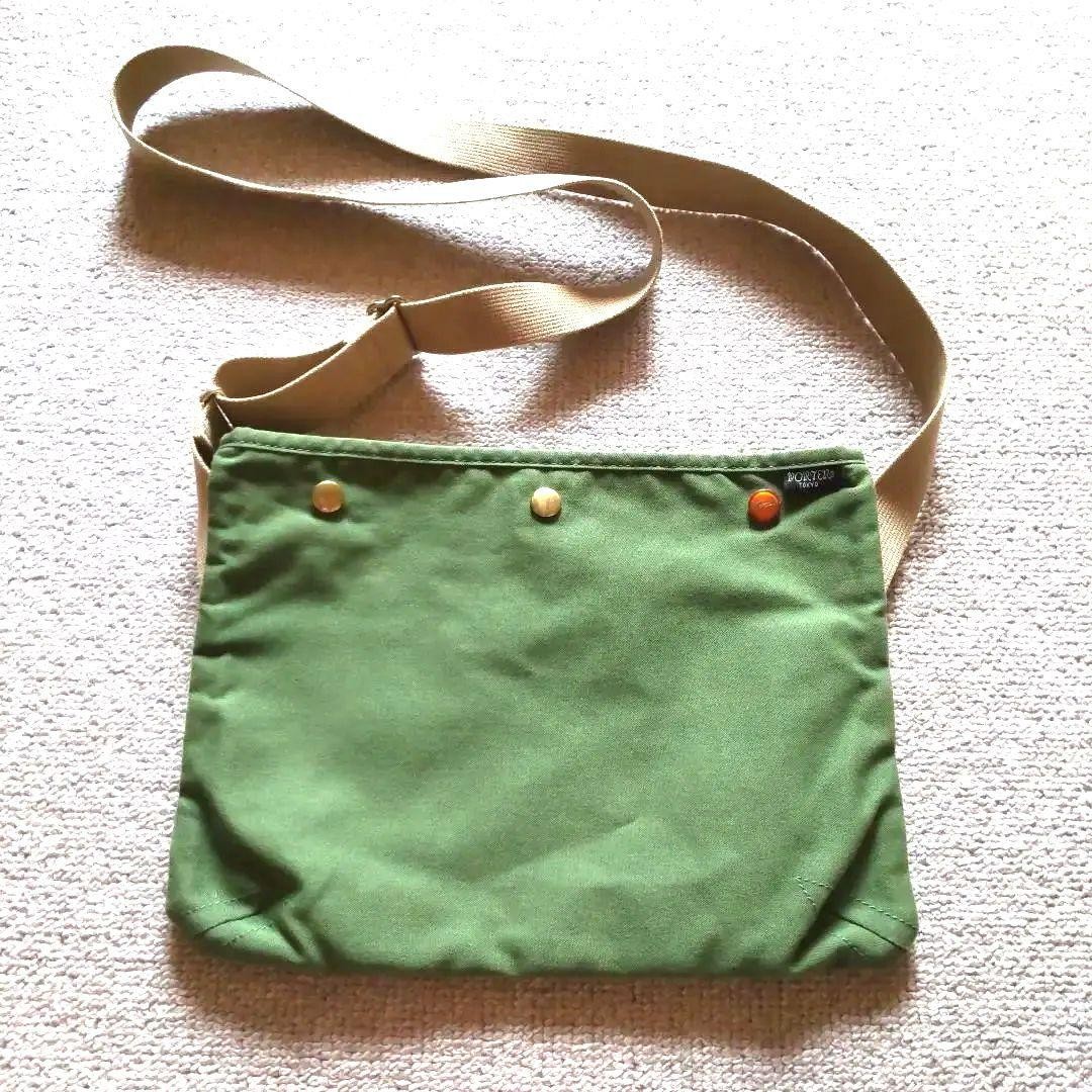 Authentic Porter Green Cotton Shoulder Bag 33cm x 22cm Slight Wear
