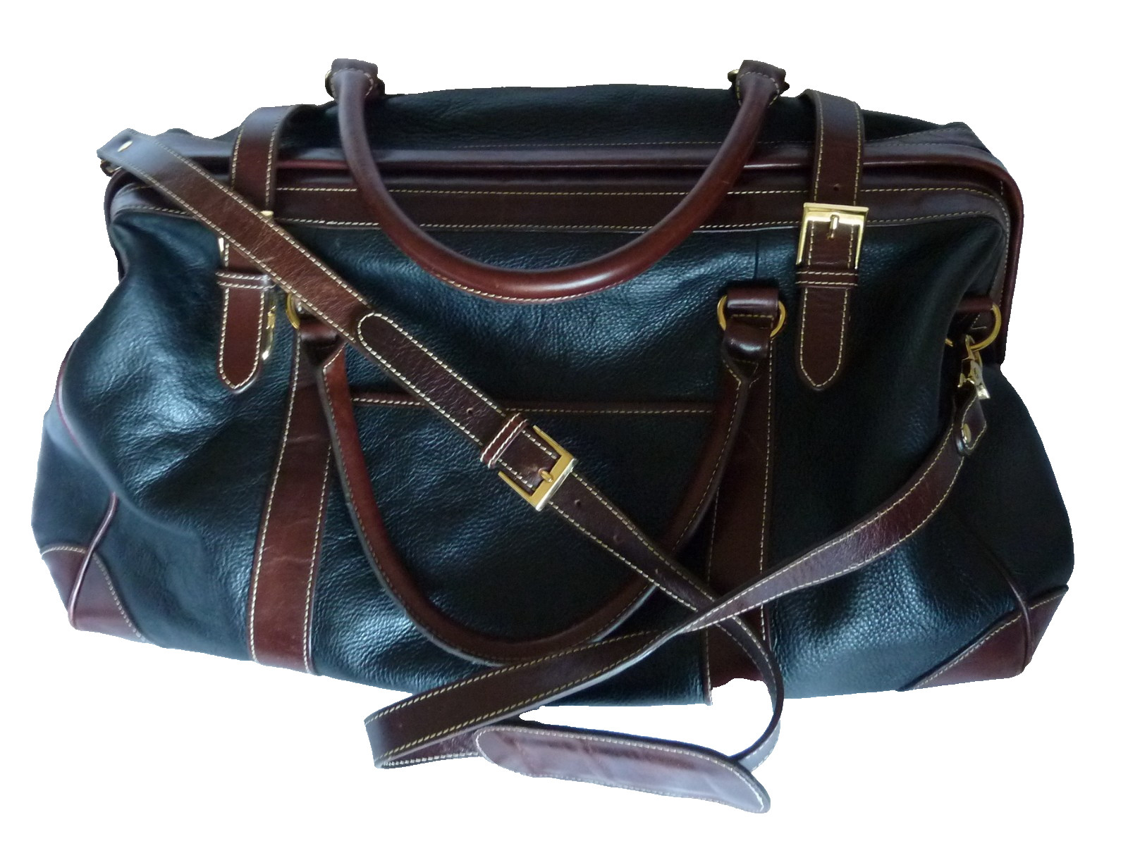 Vintage Mila Paoli Pebble Leather Doctor’s Bag Weekender Overnight Large Duffle