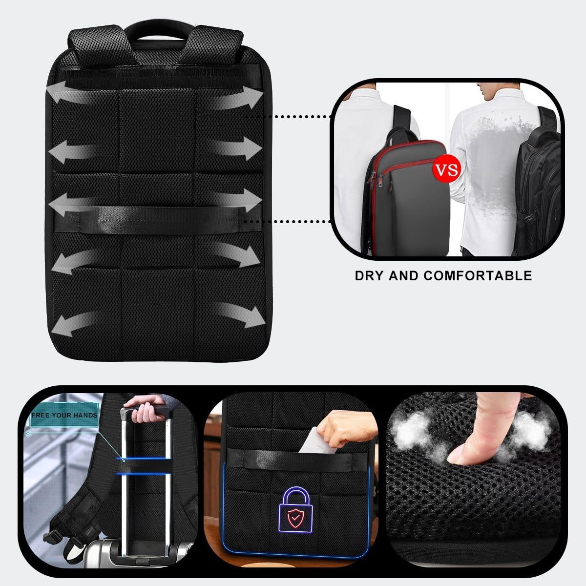 Slim Expandable 15 15.6 16 Inch Laptop Backpack Anti Theft Travel Business Du…