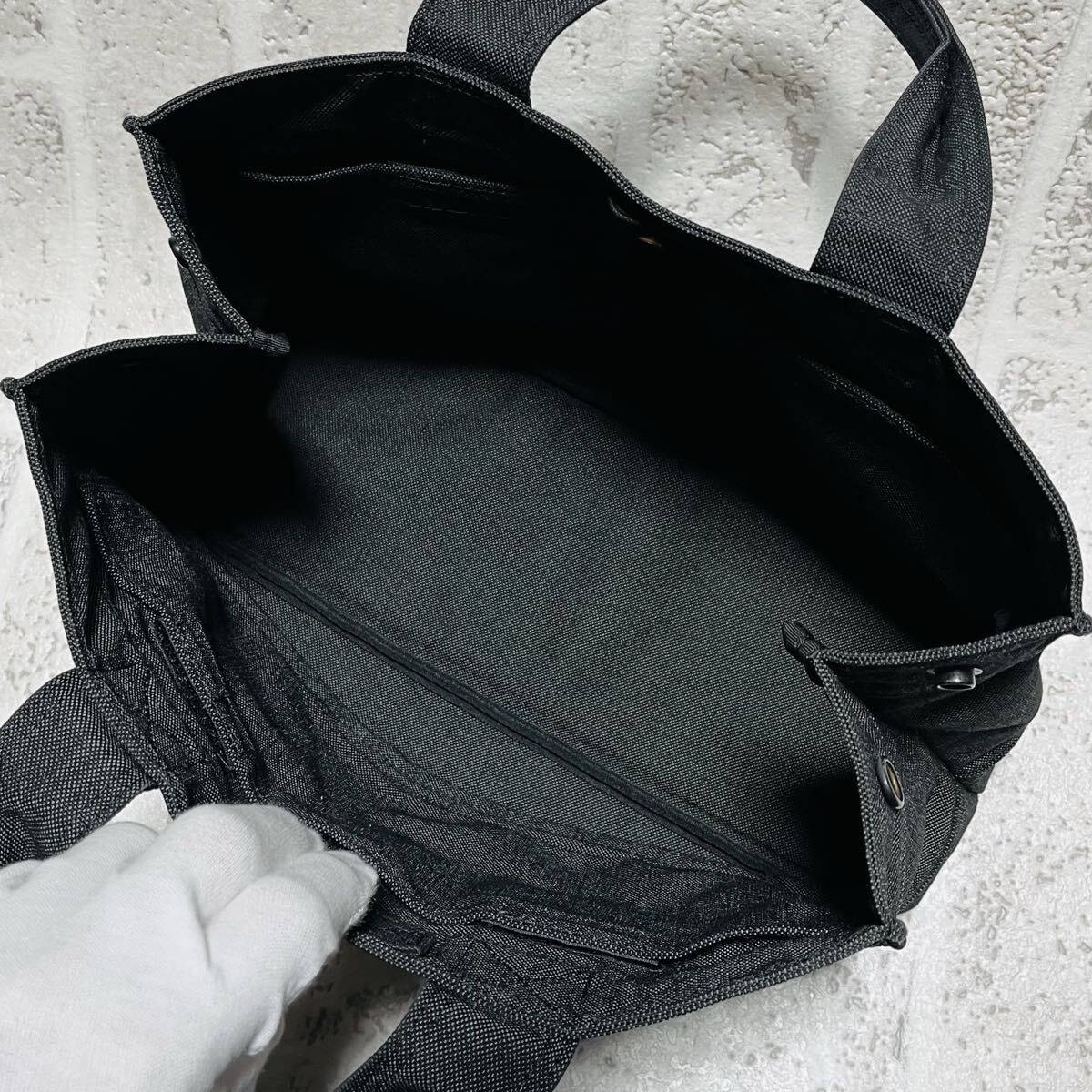 Porter Smoky S Tote Bag Cordura Duck Canvas Black 3 Interior Pockets A4 Size