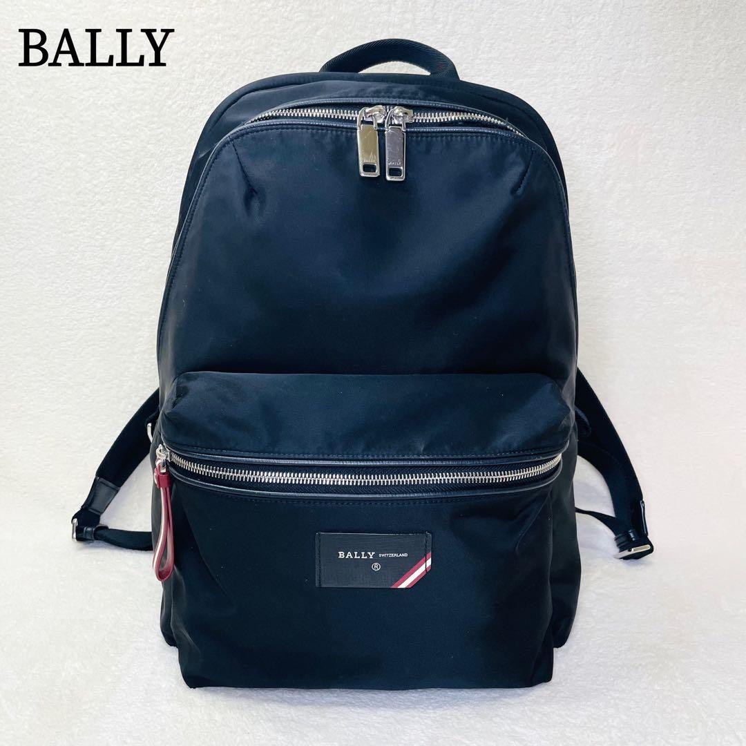 Authentic Bally Backpack Business Nylon Black 42cm Mens Lightweight Casual Rucks