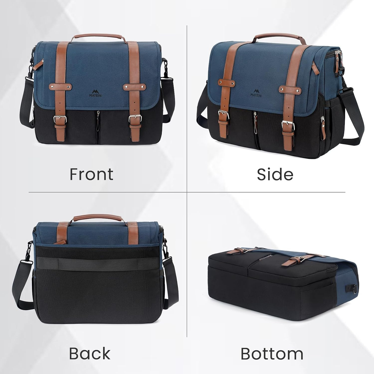 Professional Laptop Messenger Bag with USB Port, Water Resistant, 17.3
