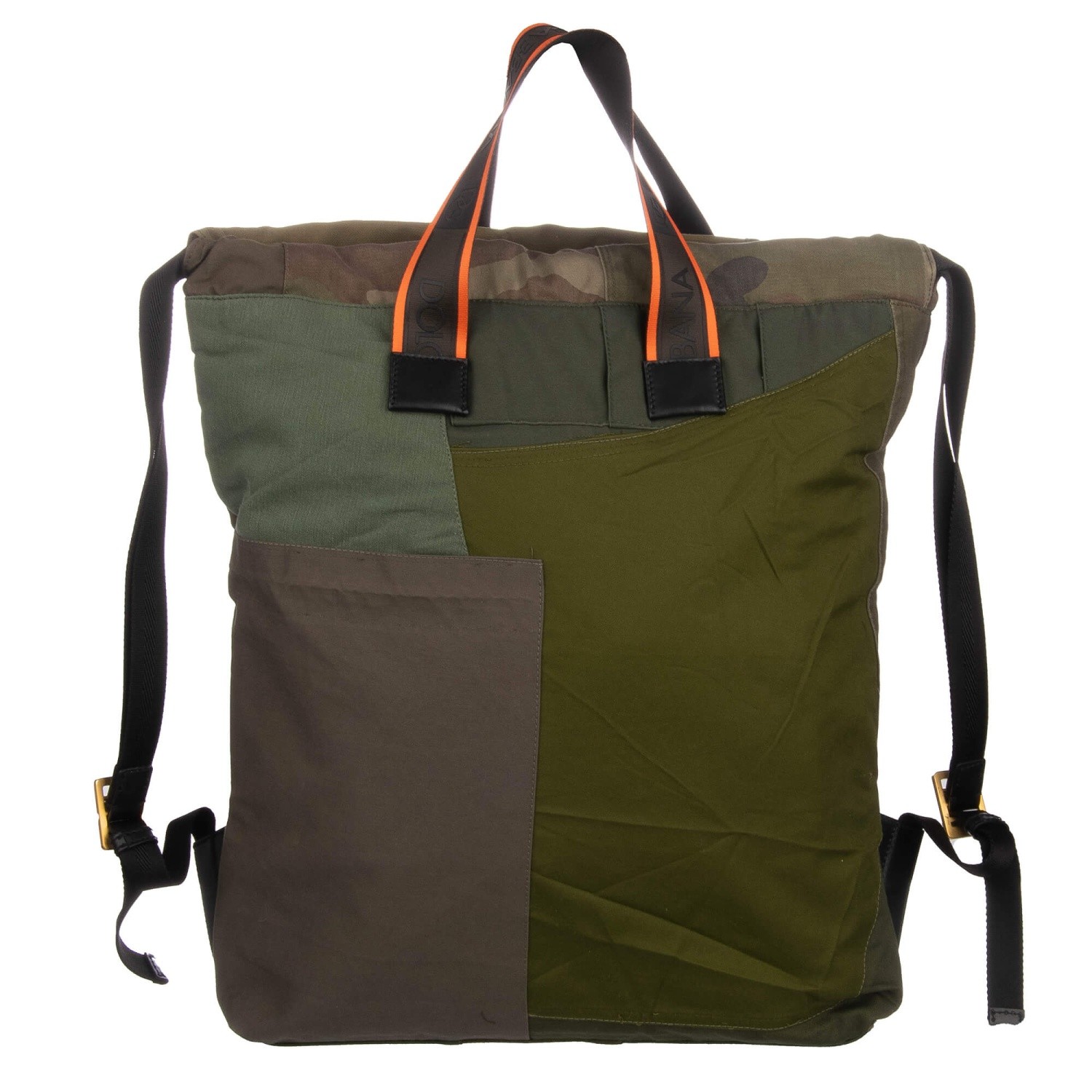 DOLCE & GABBANA DG Logo Military Patch Pocket Green Camouflage Backpack Bag