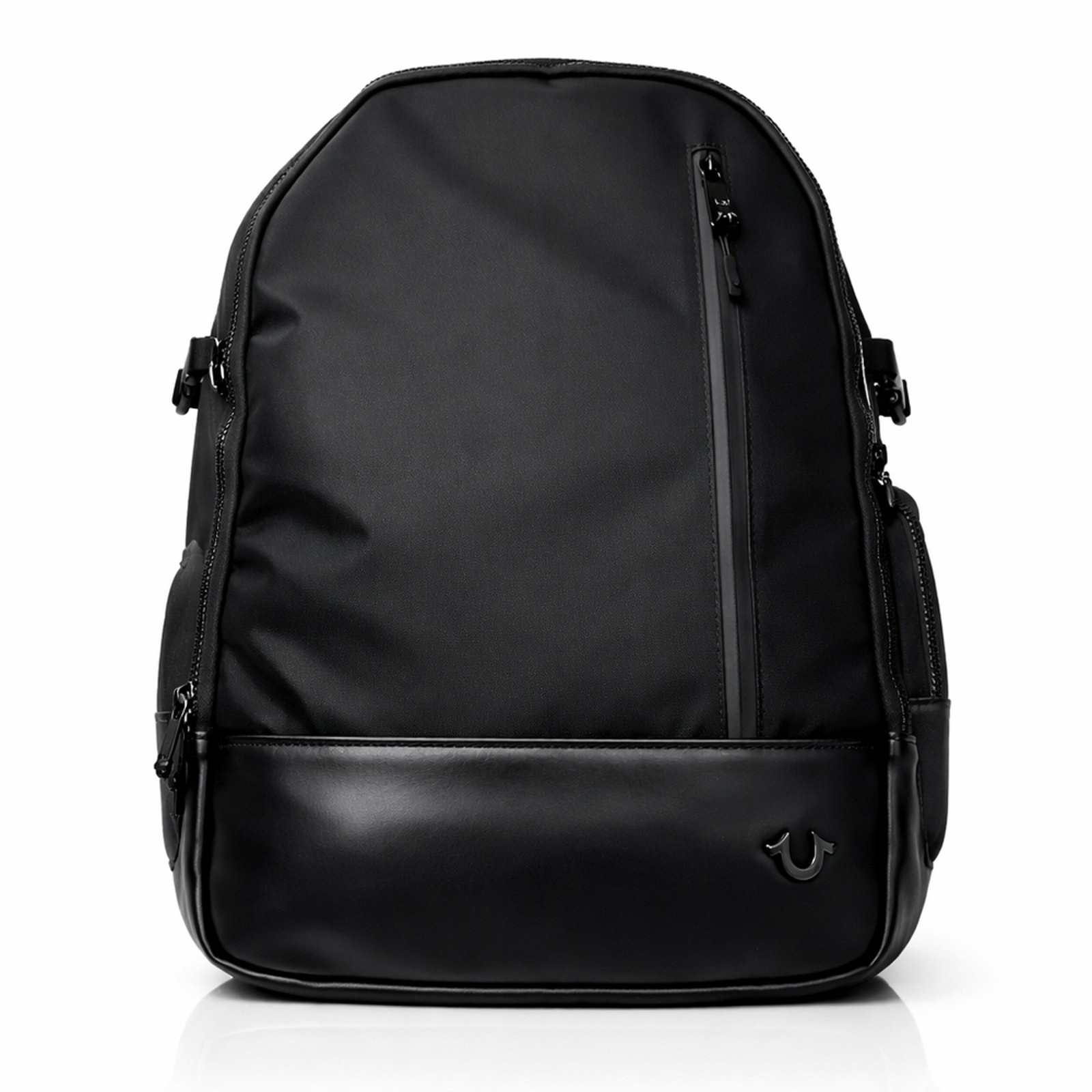 True Religion Commuter Backpack Black 23L Leather Trim Laptop Travel Bag