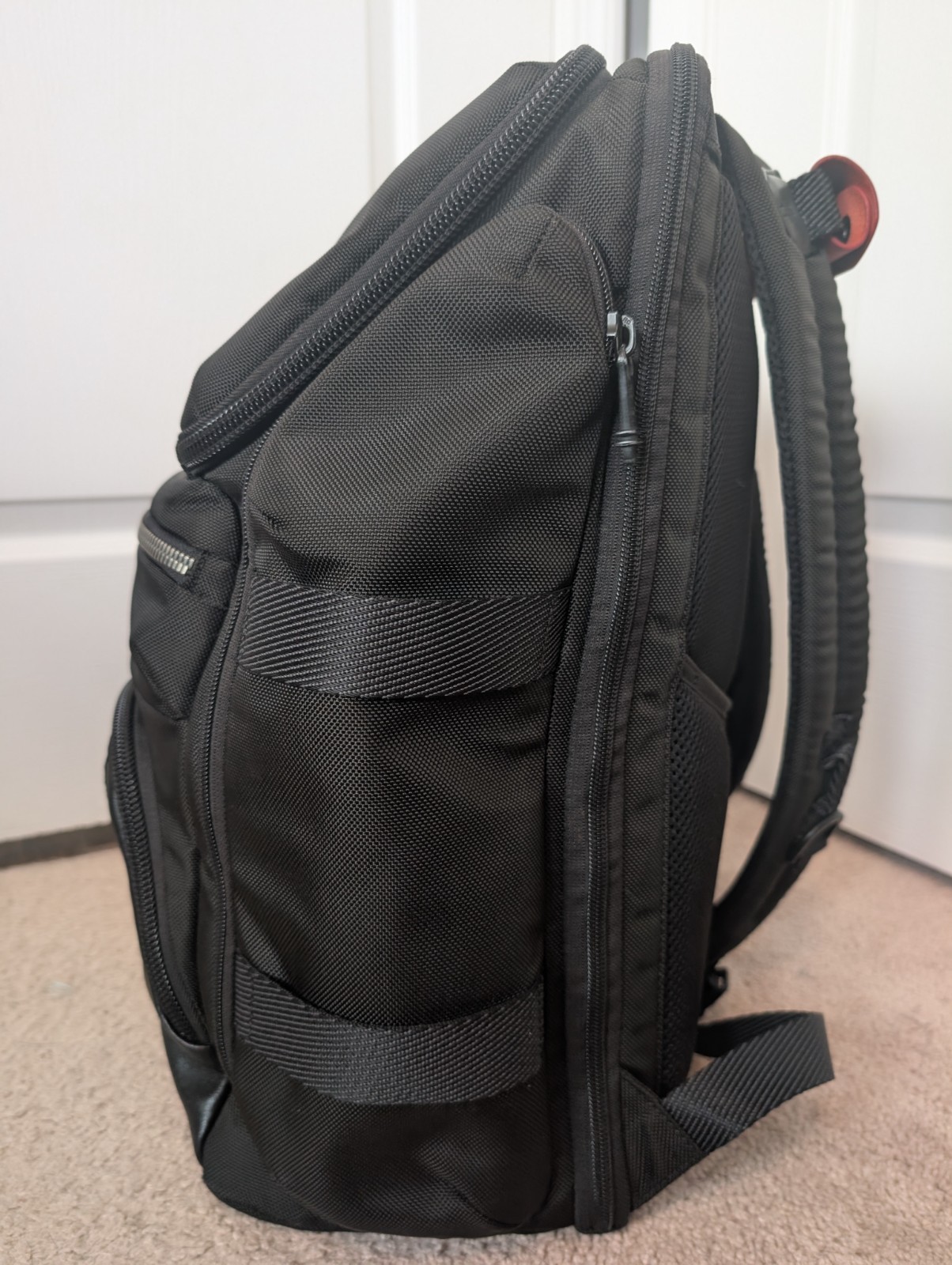 TUMI Alpha Bravo Tyndall Utility Backpack 0232384D Black Ballistic Nylon Red Kit