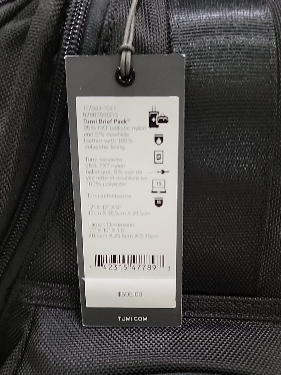 Tumi Alpha 3 Brief Pack backpack NEW WITH TAG 117347-1041