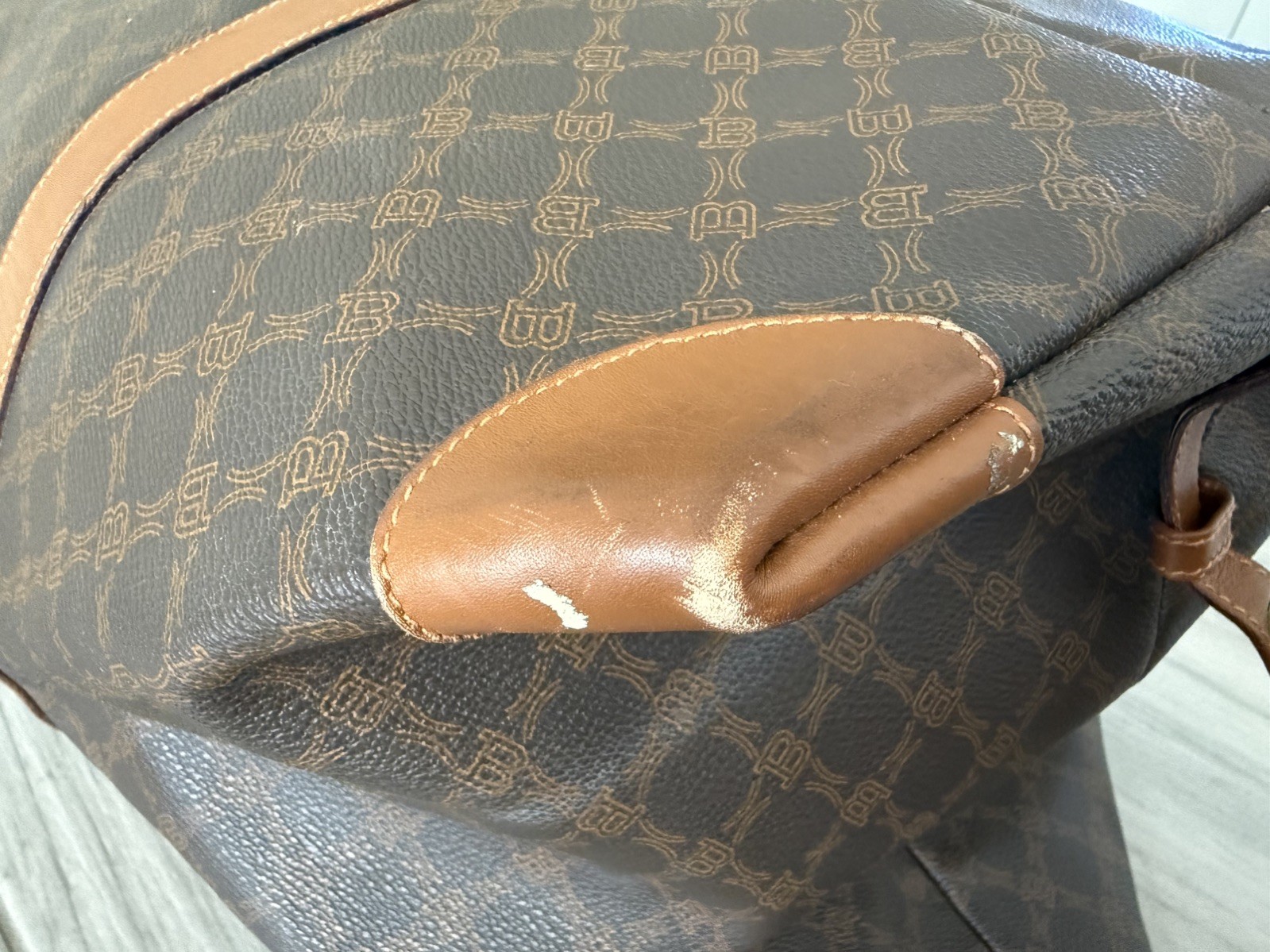 Authentic Vintage BALLY Monogram Canvas Weekender Boston Bag- Made in Italy