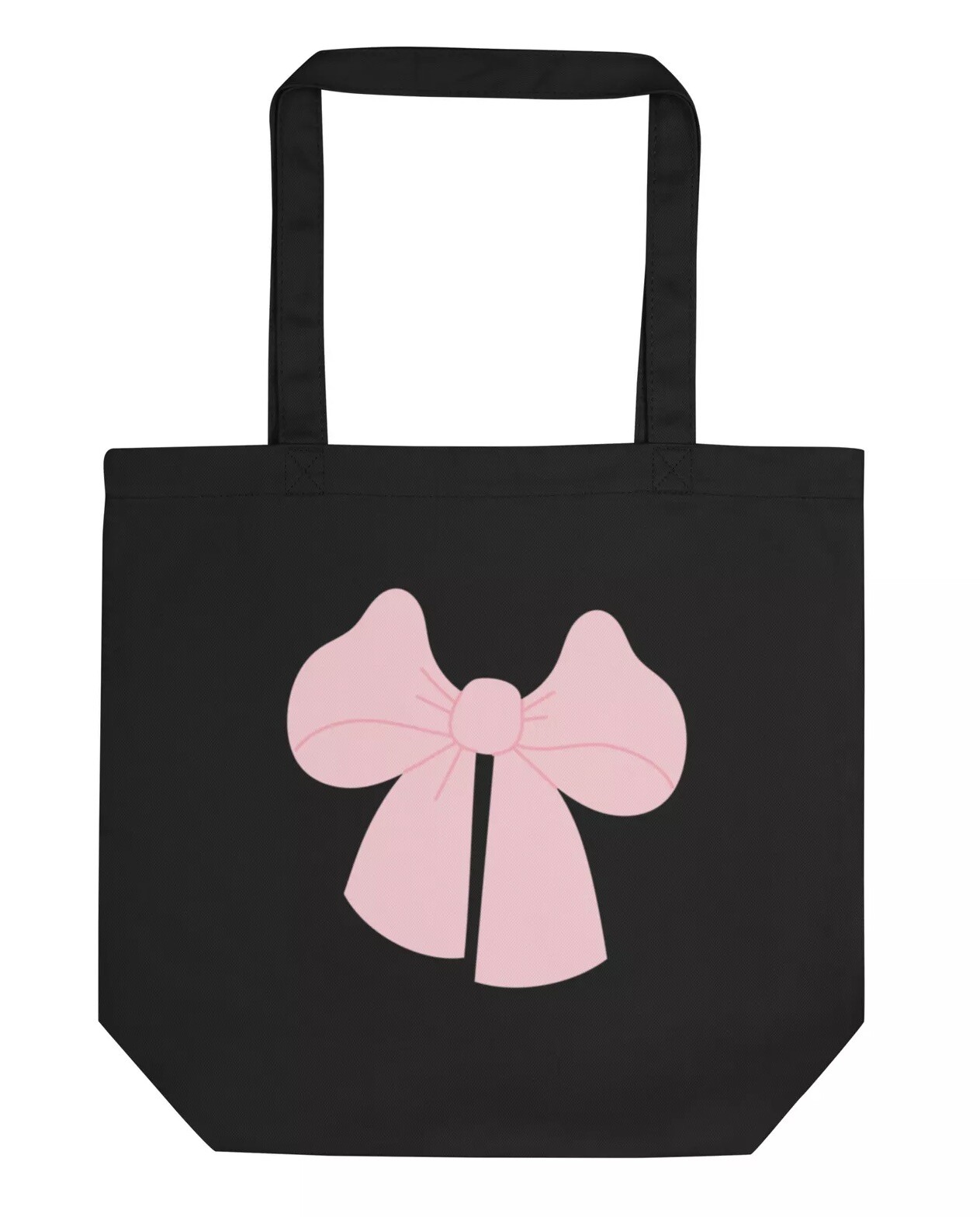 Womens Pink Bow Tote – Eco Friendly Reusable Black Bag – Organic Cotton