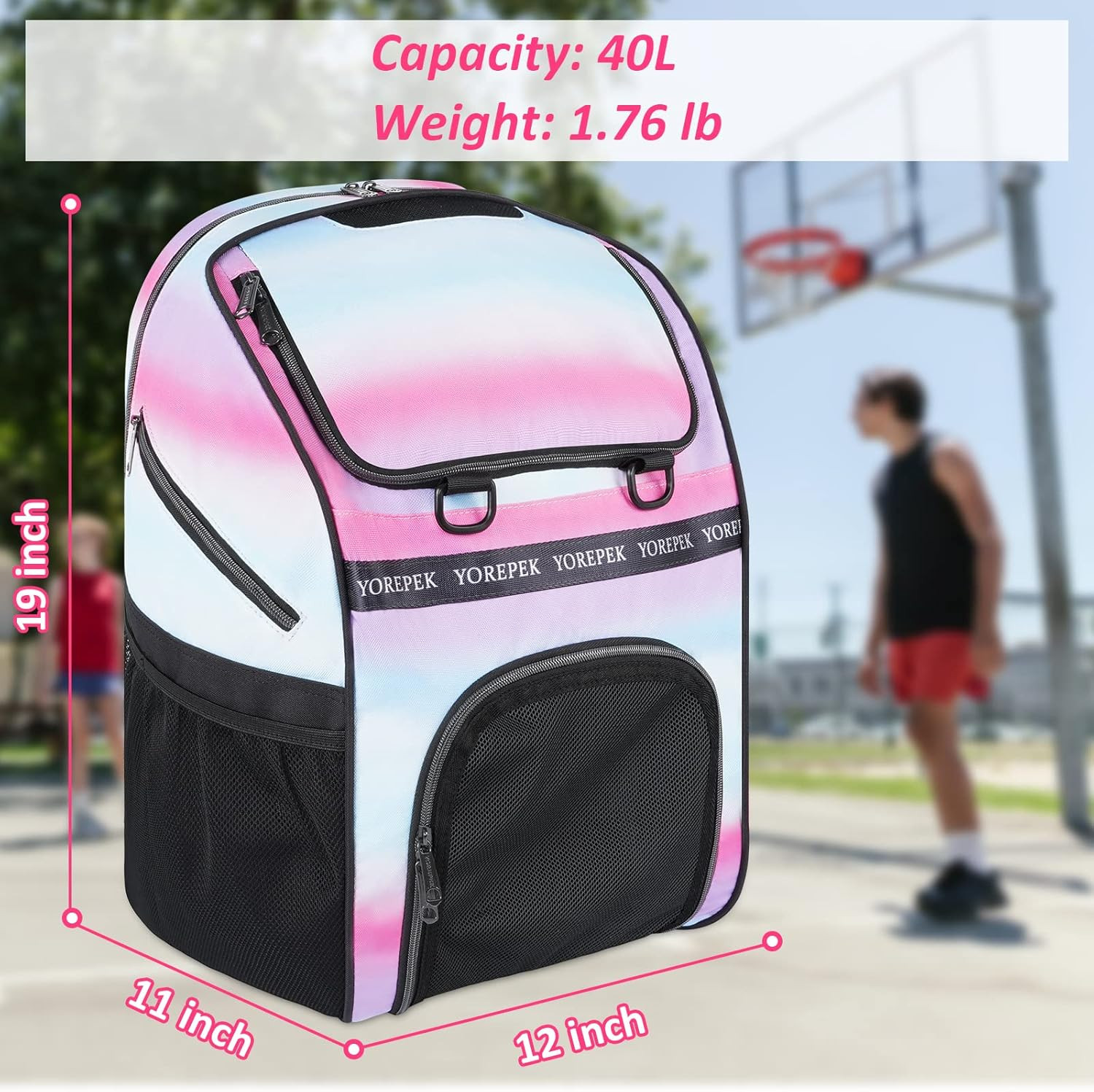 Large Basketball Backpack Bag with Shoe Compartment, Ball Holder | Water Resista