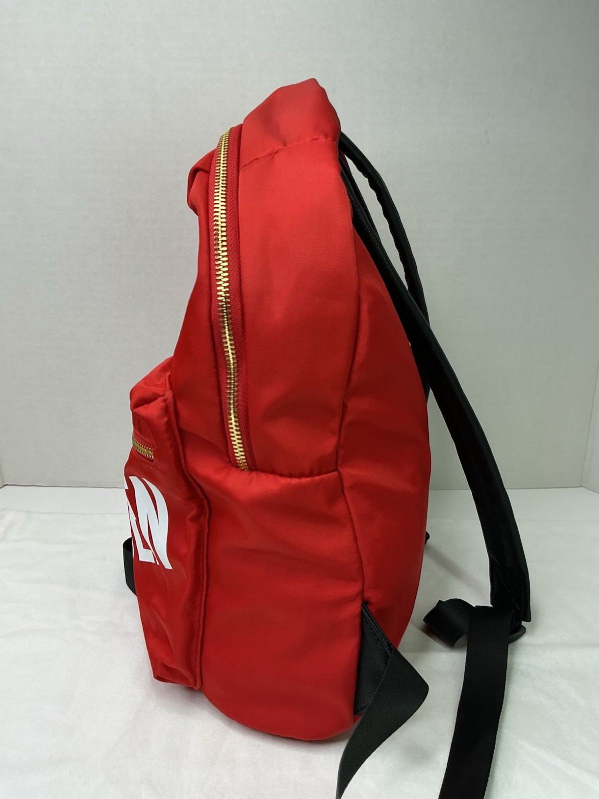 Steve Madden Red Backpack Zip Closure Adjustable Strap Inner Pockets Gold
