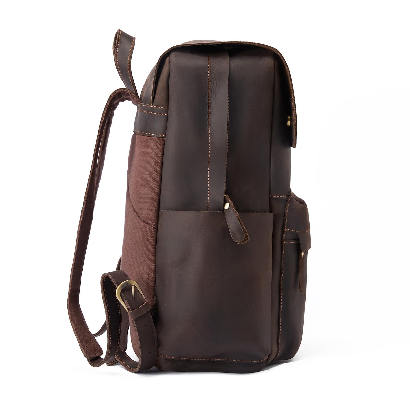 Leather Rucksack Backpack for Men Women Casual Travel Daypack 15.6 inch Lapto…