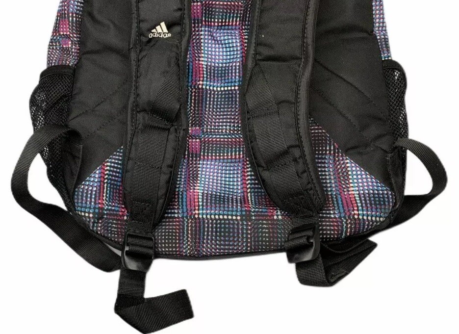 Adidas Black Blue White Pink Backpack w/ Laptop Sleeve & Load Spring Straps