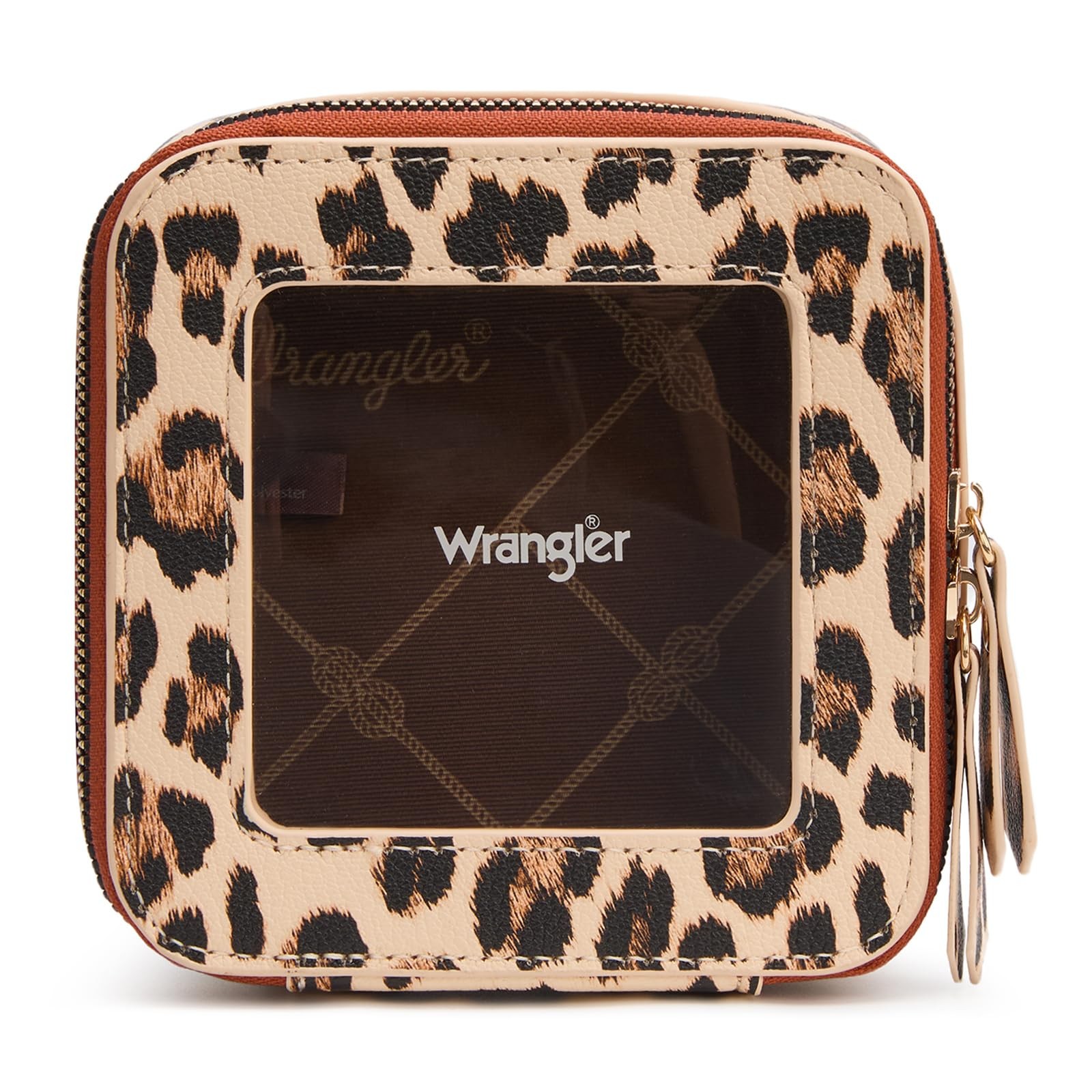 Montana West X Wrangler Clear Makeup Bag Travel Small, Small Leopard-Tan