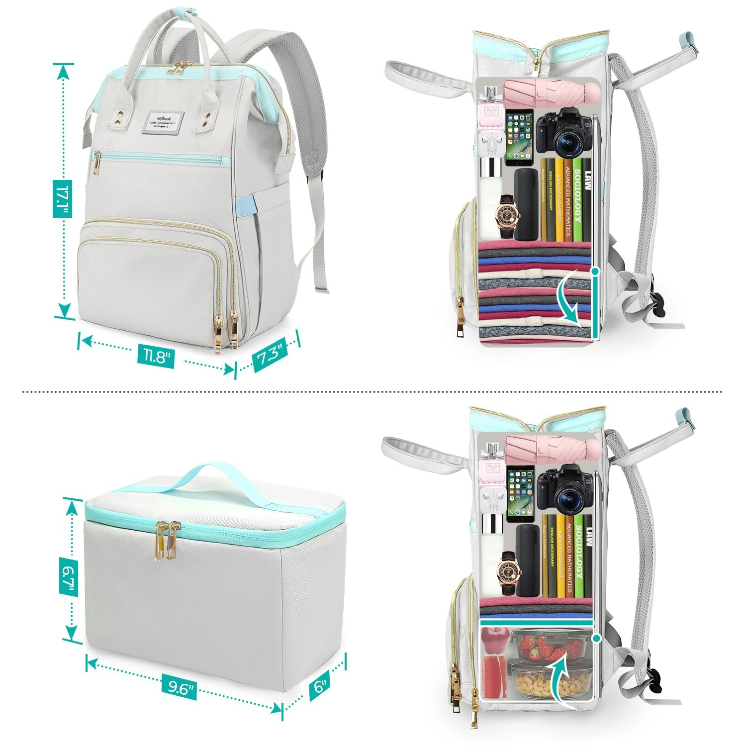 Lunch Backpack, 15.6 Inch Laptop Backpack, Stylish Nurse Teacher Work Bag wit…
