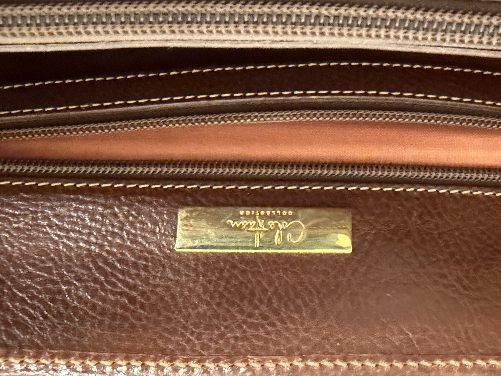 Cole Haan Leather Briefcase Brown Pebble Shoulder Bag Extremely High Quality