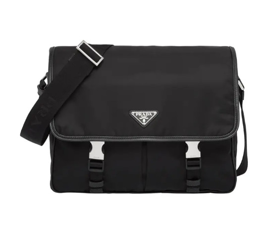 PRADA Saffiano leather messenger bag for men black 12.6*4.7*9.4 in