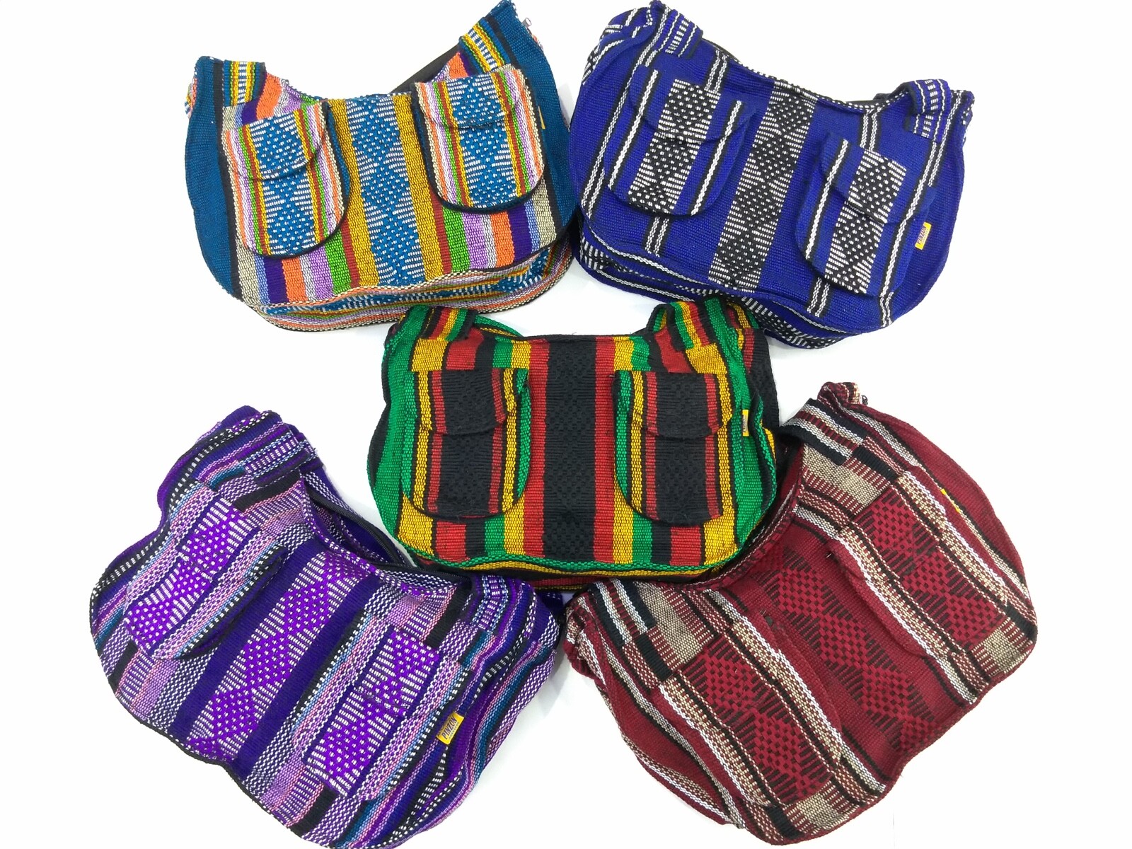 RASTA double front pocket Bag Beach Hippie Baja Ethnic handbag Made in Mexico
