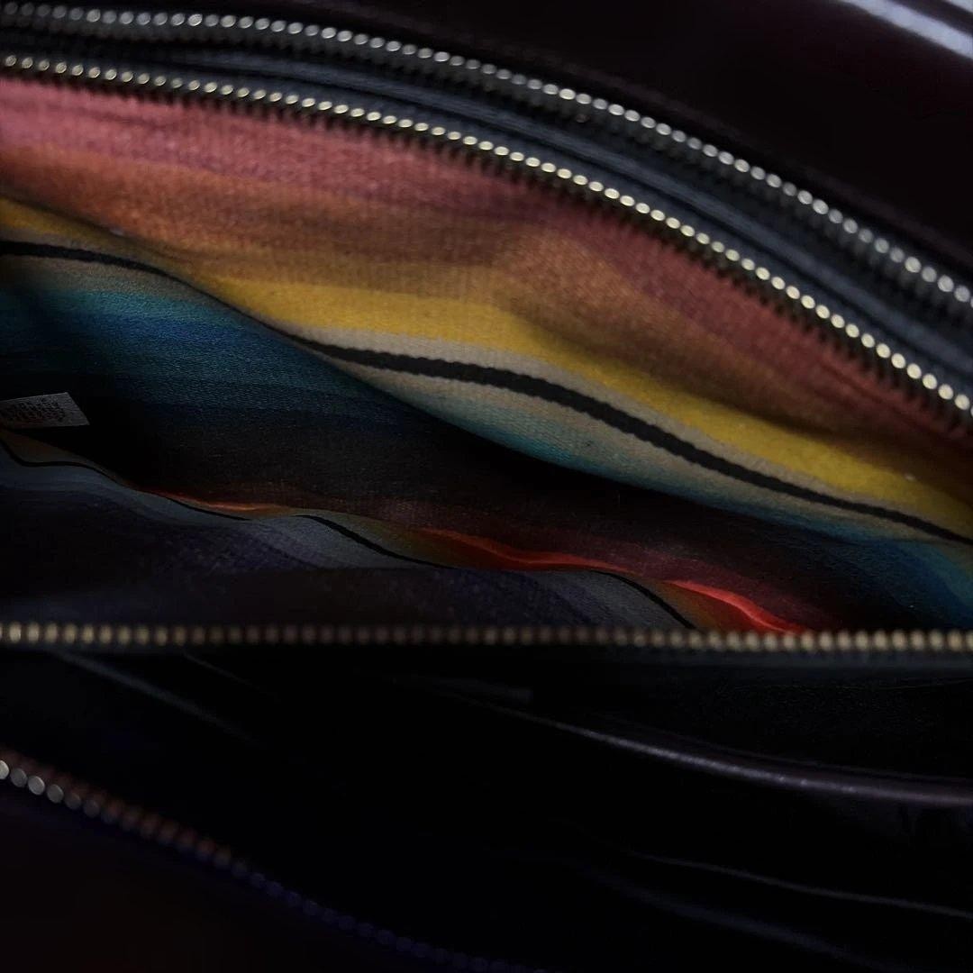 Paul Smith Leather Briefcase Business Bag Dark Brown Minimalist Laptop Case